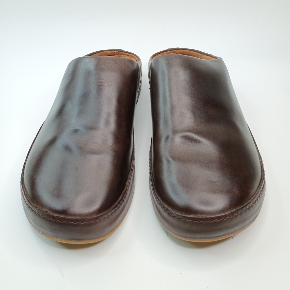 OluKai Ku'u Dark Java Brown Leather Slide Slippers Mules Mens Size 13 10562-4848 - Picture 2 of 8